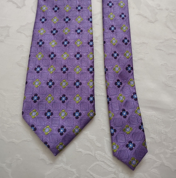 Purple Roma Silk hand made jacquard medallion geo Tie